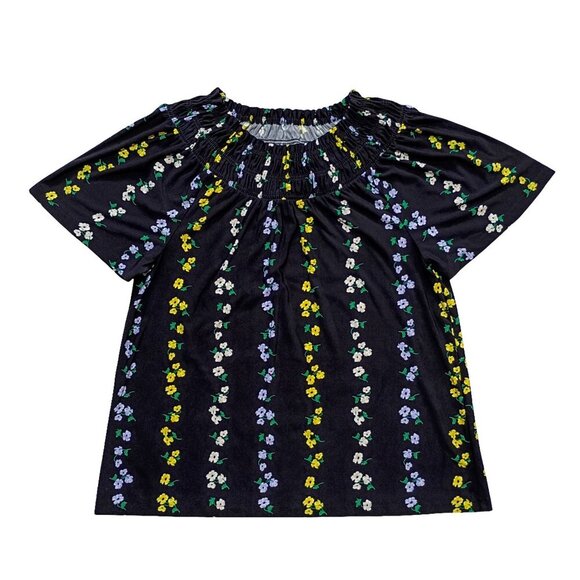 Ann Taylor Women’s M Multicolor Floral Ruched Short Sleeve Blouse Top - Picture 4 of 8